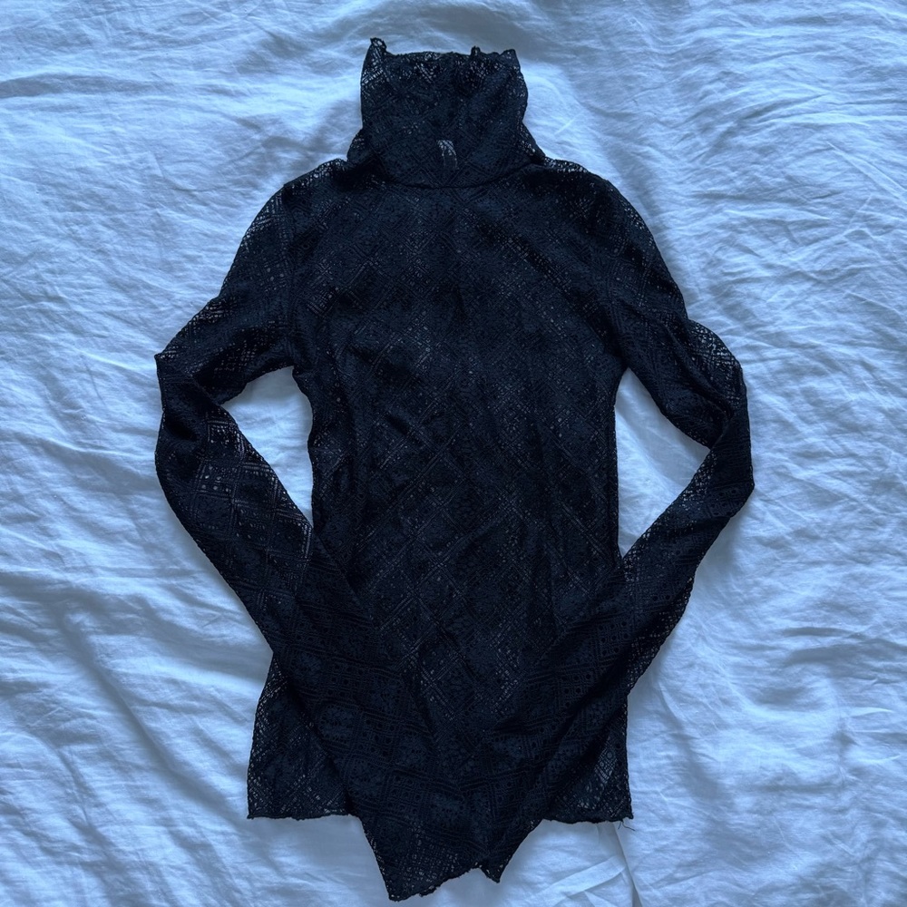 Black Lace Turtleneck Top